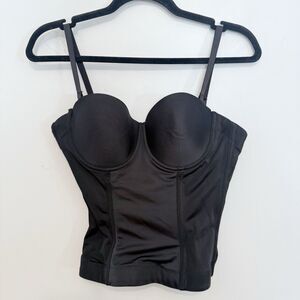 Nicole Miller Underwire Bustier Corset Bridal Prom Bra Black Boning 34B